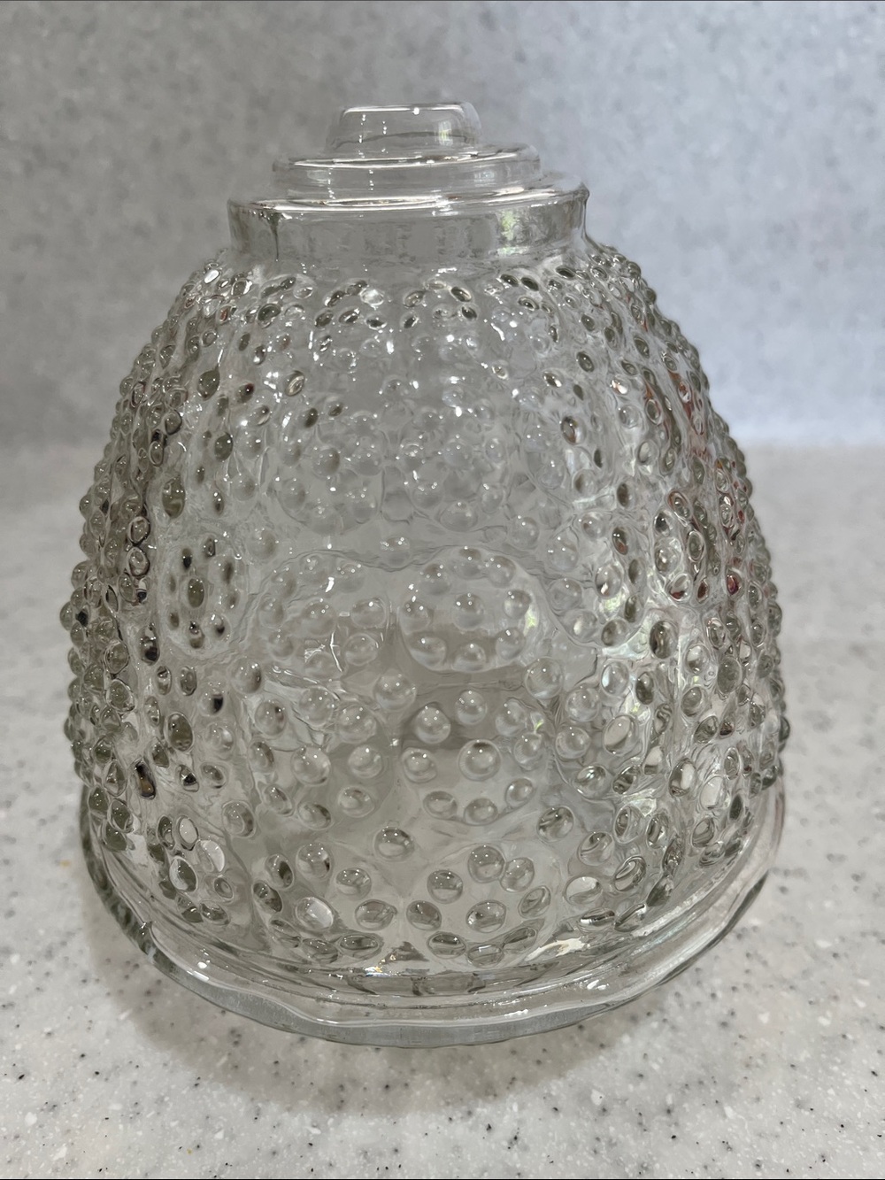 Vtg 1950s Clear Glass Acorn Beehive Floral Hobnail Ceiling Light Shade MCM